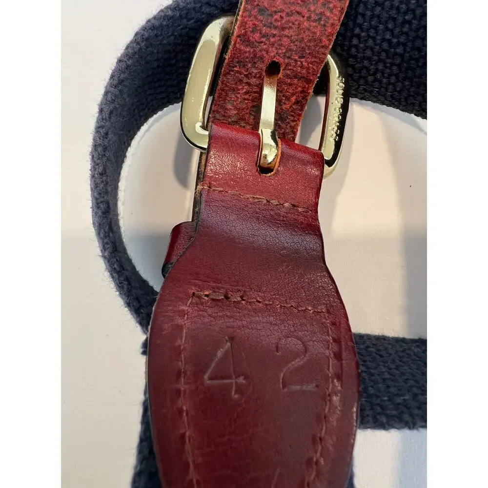Vintage Golf Club Belt Leather and Fabric Solid Brass Buckle Size 42 SG